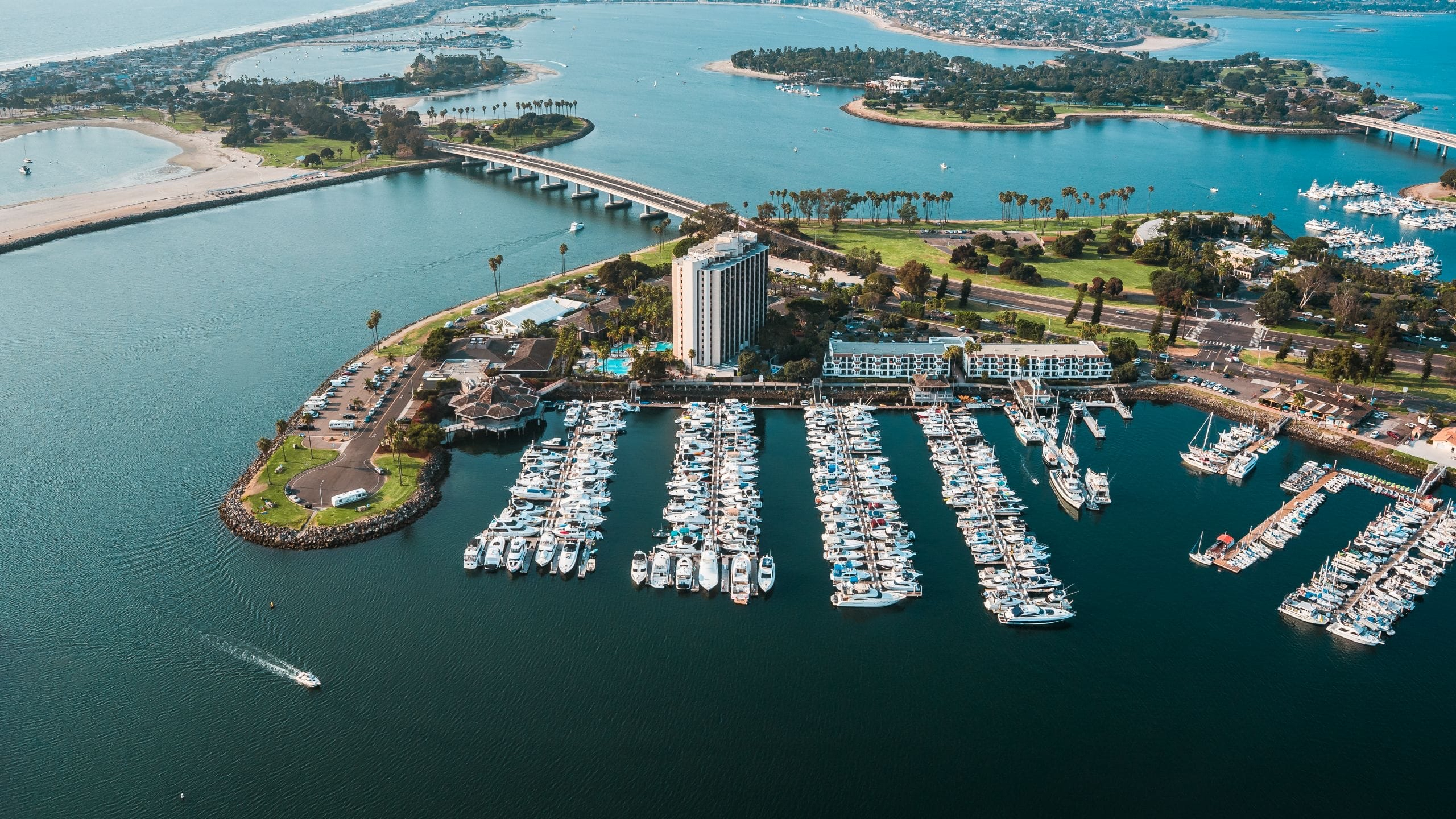 Hyatt Regency Mission Bay Spa and Marina overlooking the marina and Mission Bay